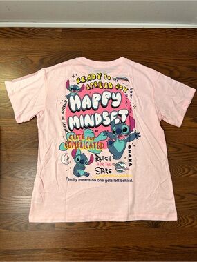 Disney Lilo and Stich Graphic T-Shirt in Vibrant Light Pink size Large